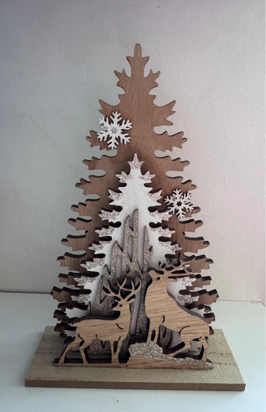 Wooden Christmas Tree with Deer