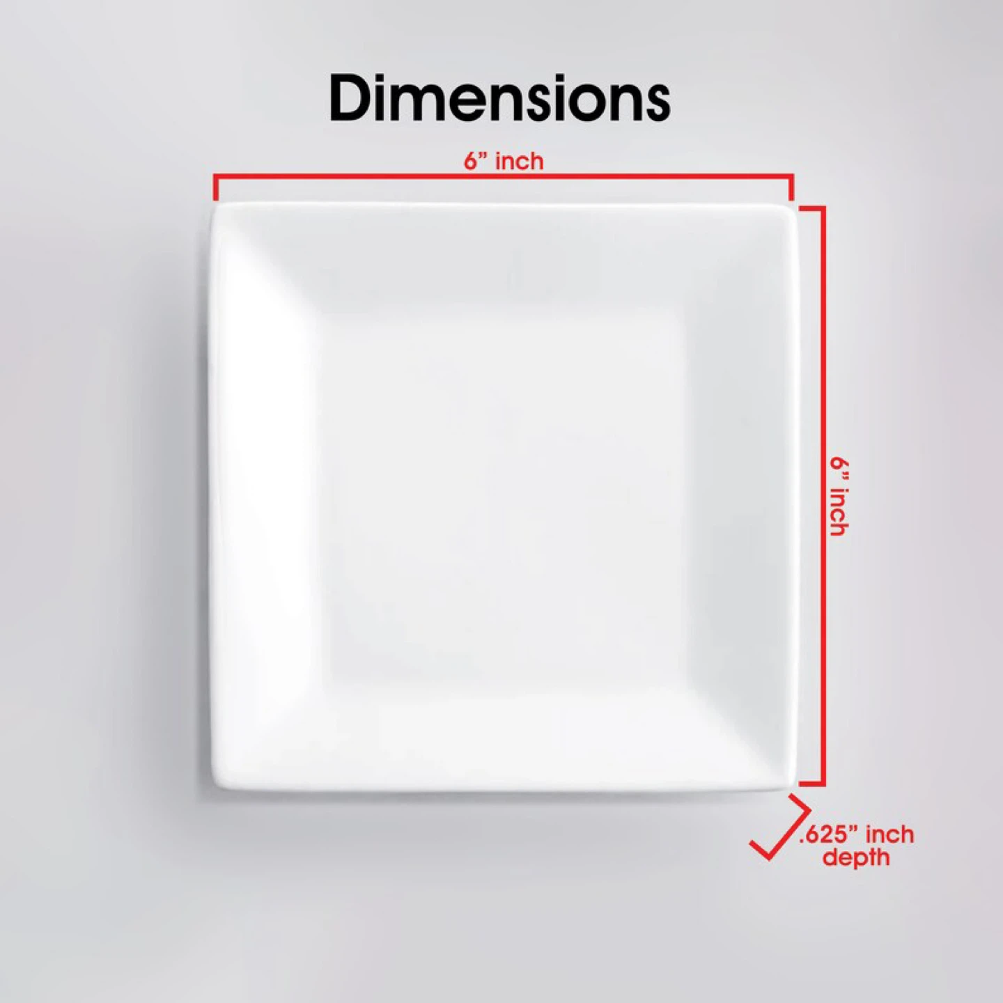 Set of two Square White Porcelain Dessert Plates - 6 Inch