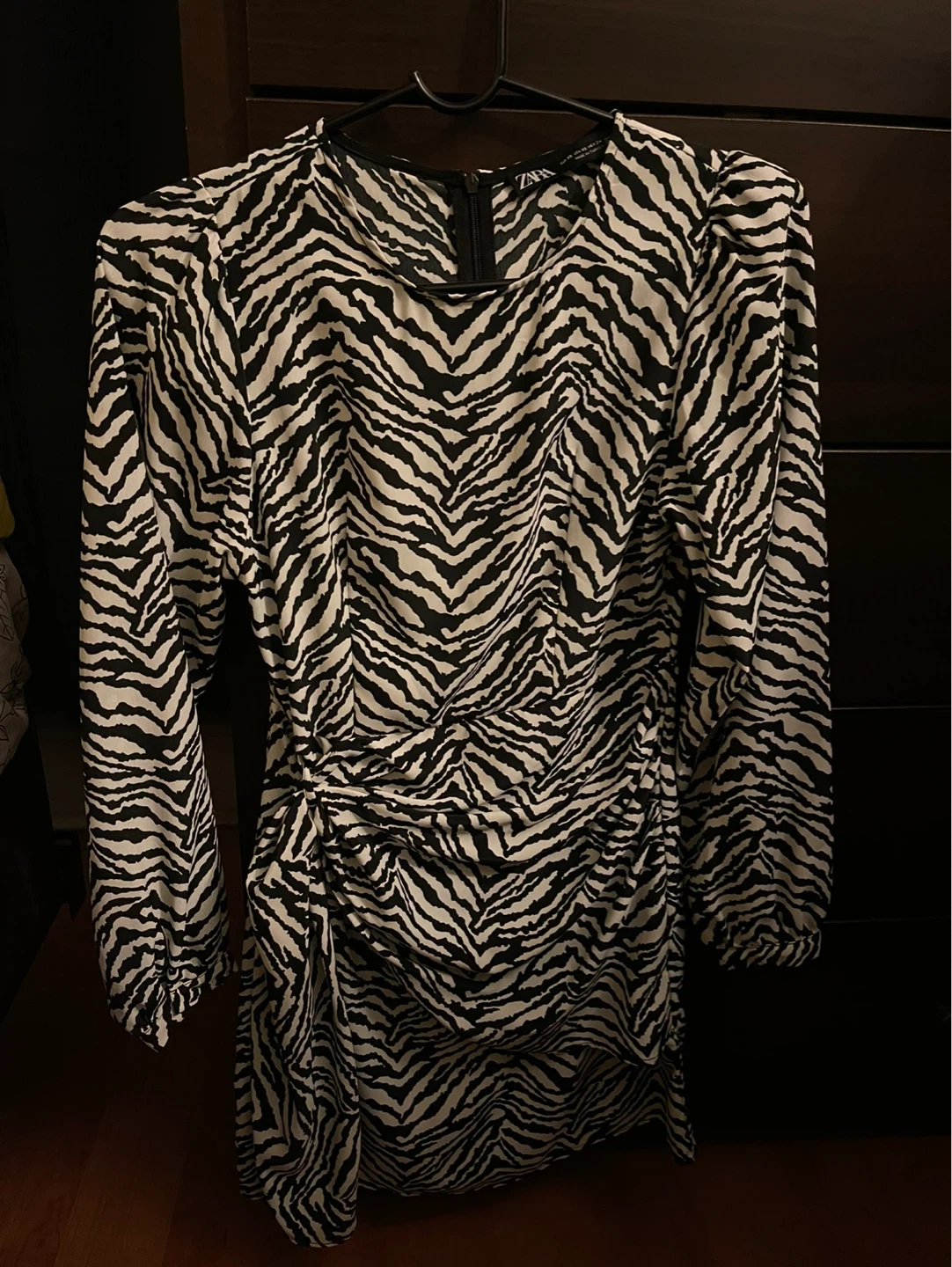 Zara Black and White Zebra Print Tie Waist Dress - photo 4