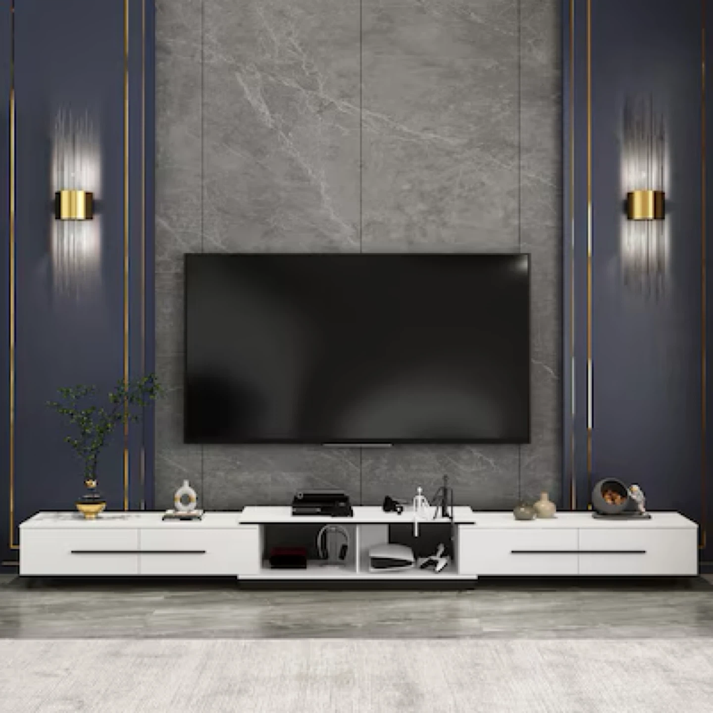 White Media Console TV Stand