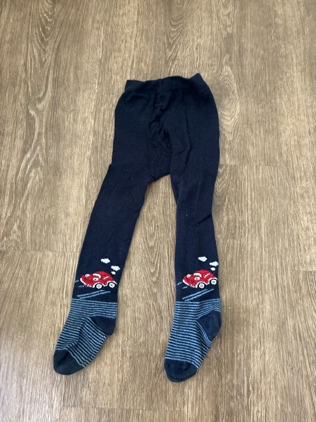 Navy Blue Tights with Red Cars