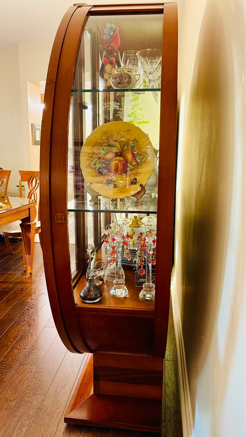 Made in Italy, Circular Wooden Curio Cabinet with Glass Doors - photo 3