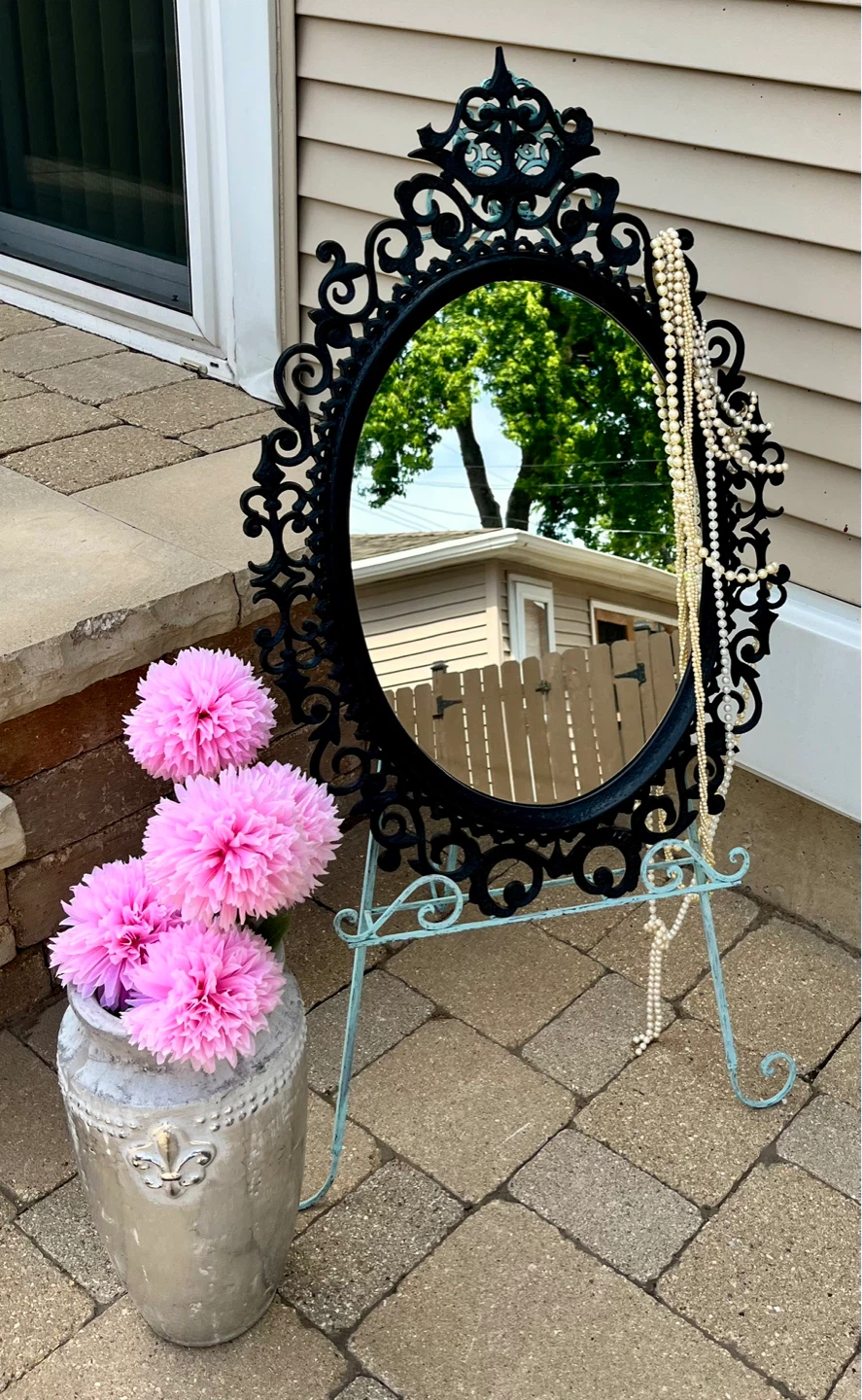 BLACK SHABBY CHIC ORNATE MIRROR