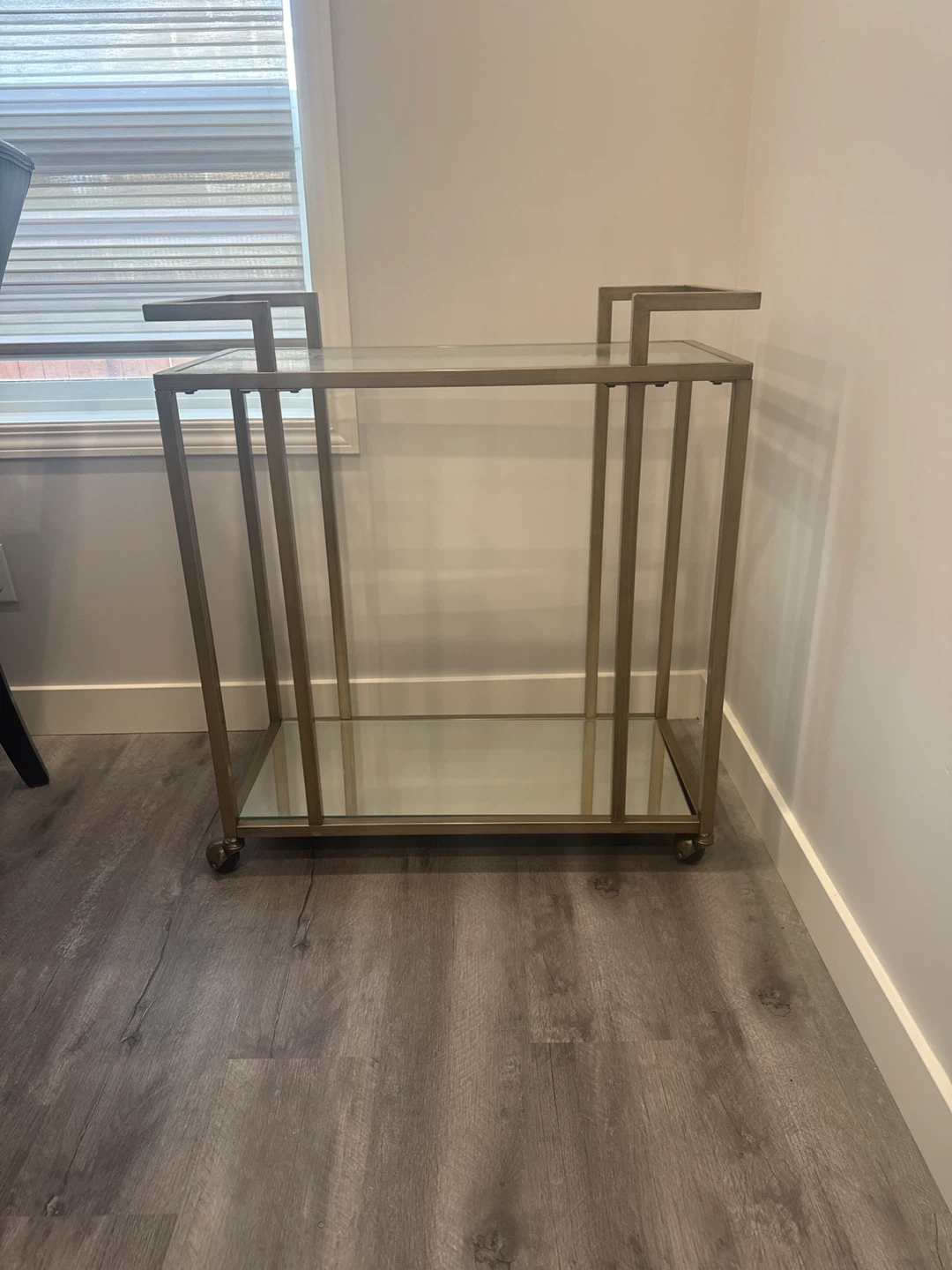 Modern Bar Cart with Glass Shelves