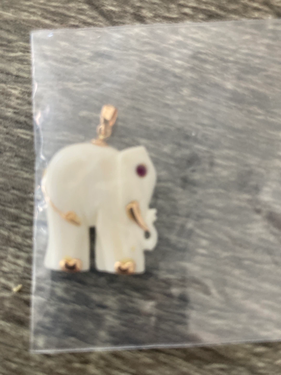Elephant Pendant with Ruby Eyes and Gold Accents