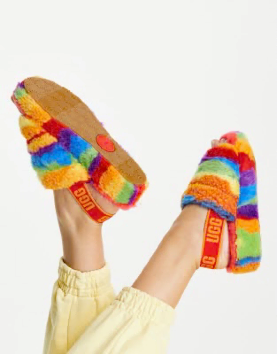 UGG Rainbow Furry Slides