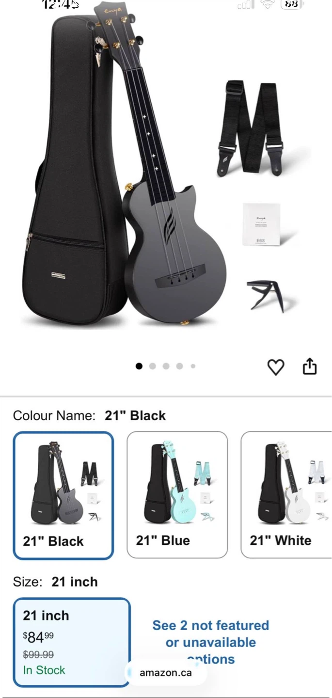 Enya Nova U Mini 21" Ukulele - Black - photo 2