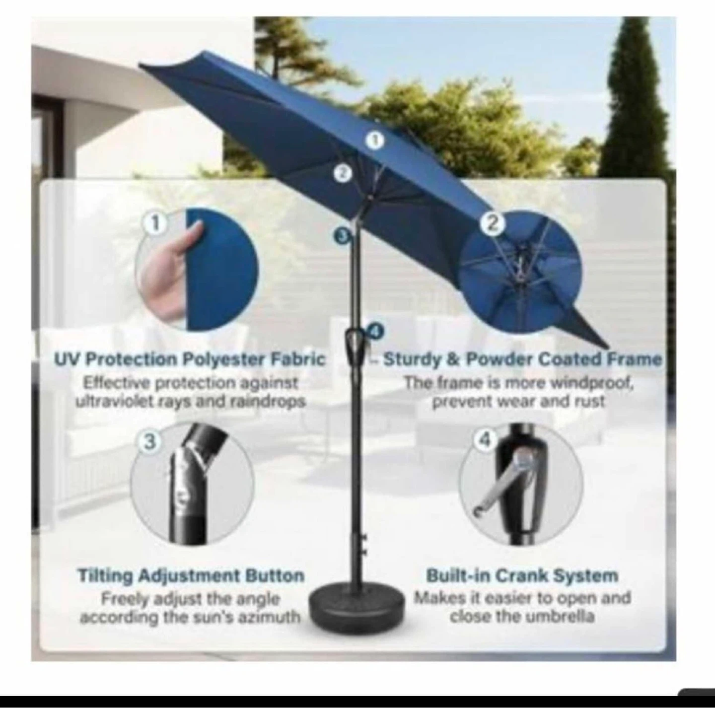 7.5ft Blue Patio Umbrella - photo 2