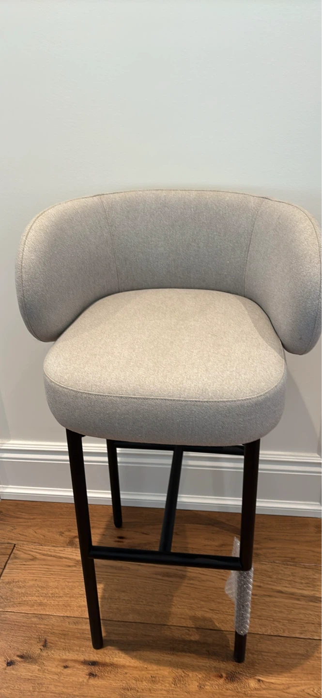 NEW 2 Light Grey Fabric Bar Stools - photo 4