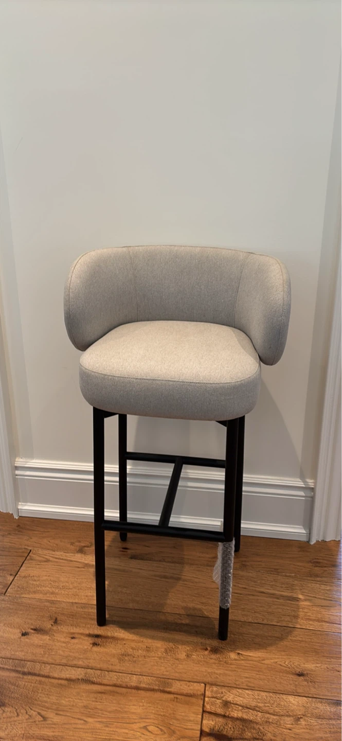 NEW 2 Light Grey Fabric Bar Stools