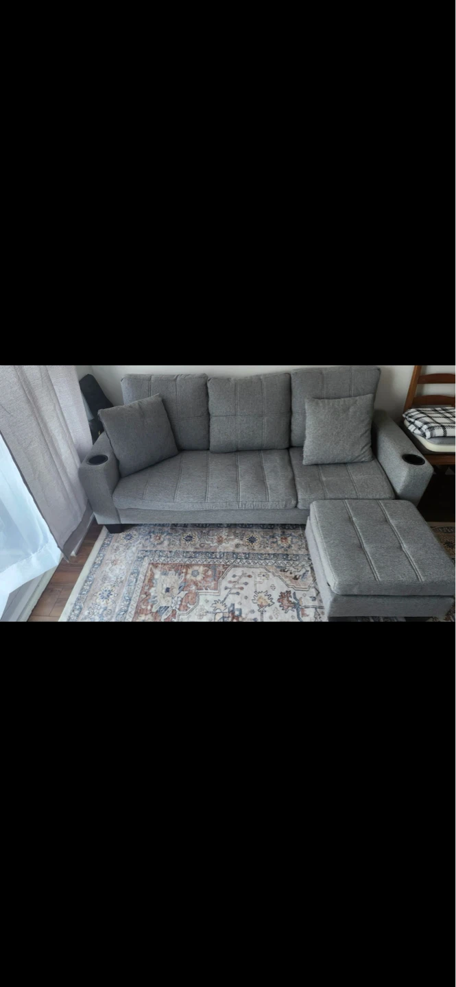 Grey Sectional Sofa with Ottoman