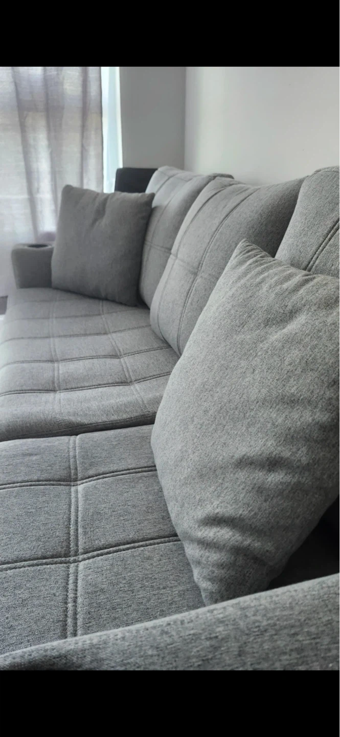 Grey Sectional Sofa with Ottoman - photo 2