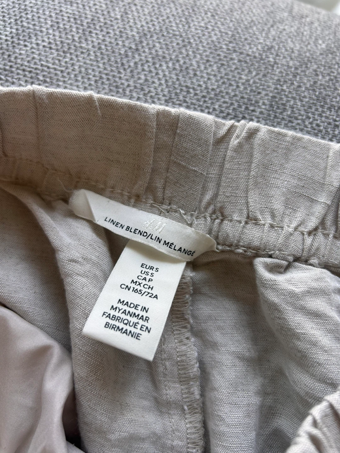 H&M linen blend nude tone summer flowy pants size small - photo 4