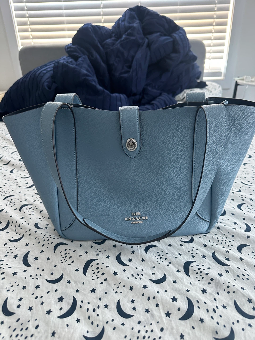 Coach Tote Bag - Light Blue Pebble Leather