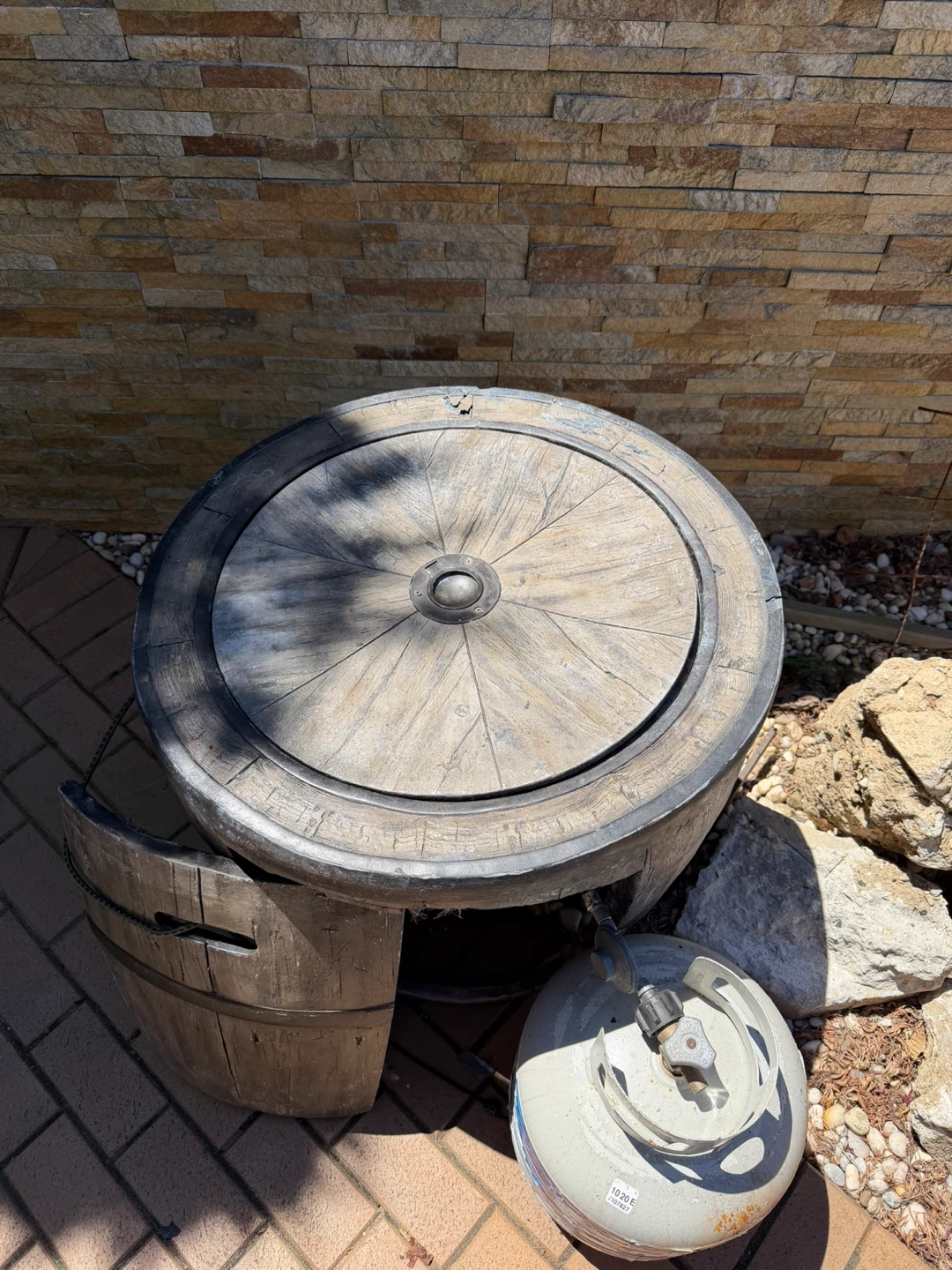 Rustic Barrel Propane Fire Pit