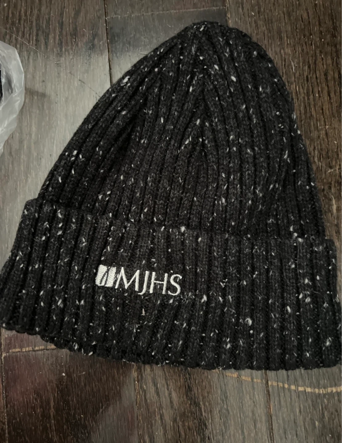 Black Speckled Knit Beanie MJHS Logo