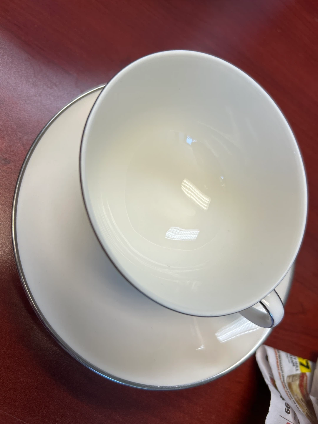 White Teacup and Saucer Set (6 cups and 4 plates)