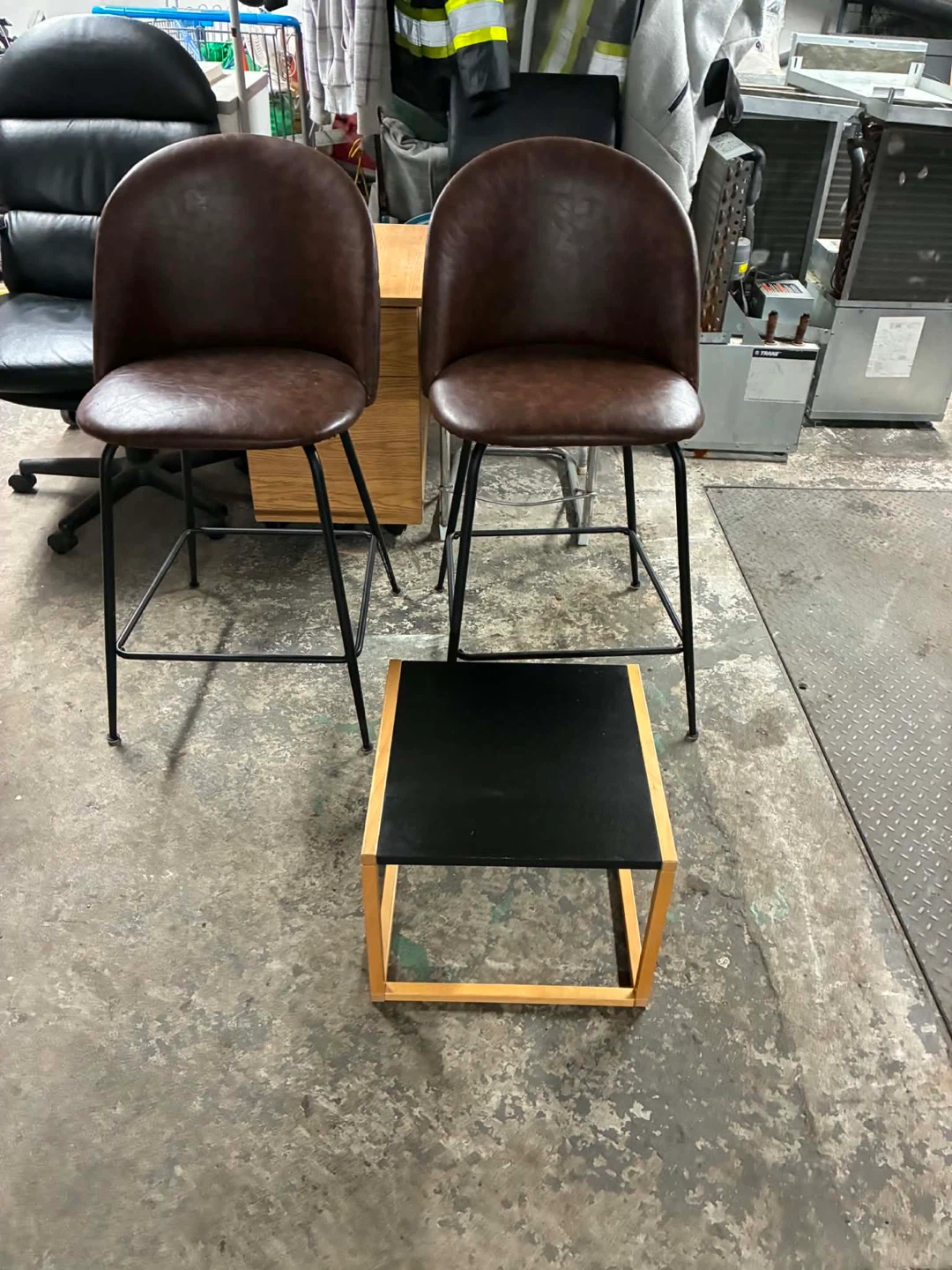 Set of 2 Brown Faux Leather Bar Stools