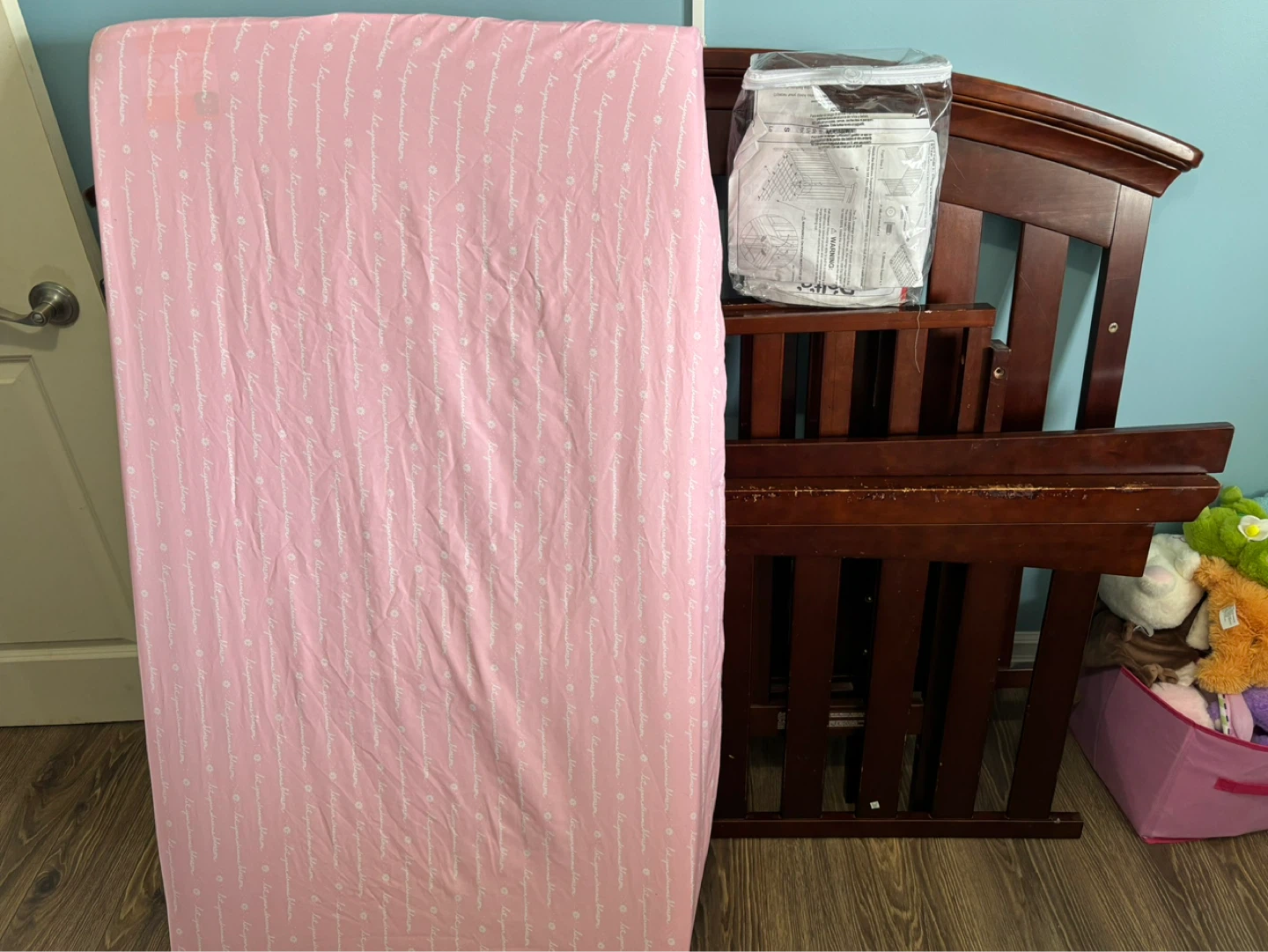Well loved crib with brand new mattress