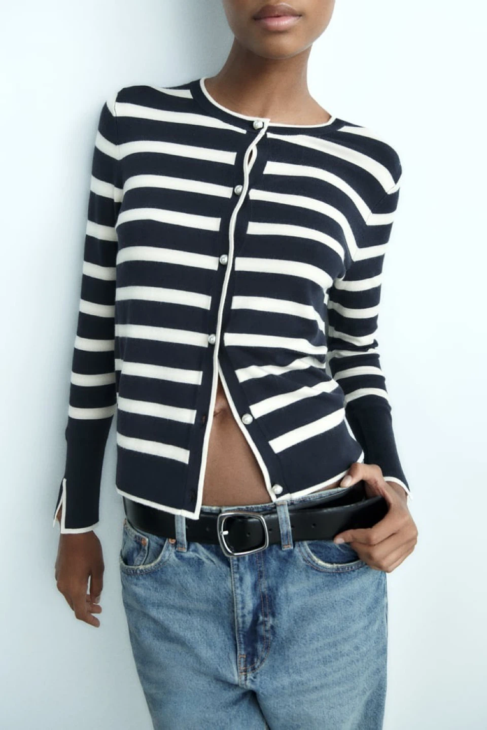 ZARA stripe knit cardigan top size small - photo 2