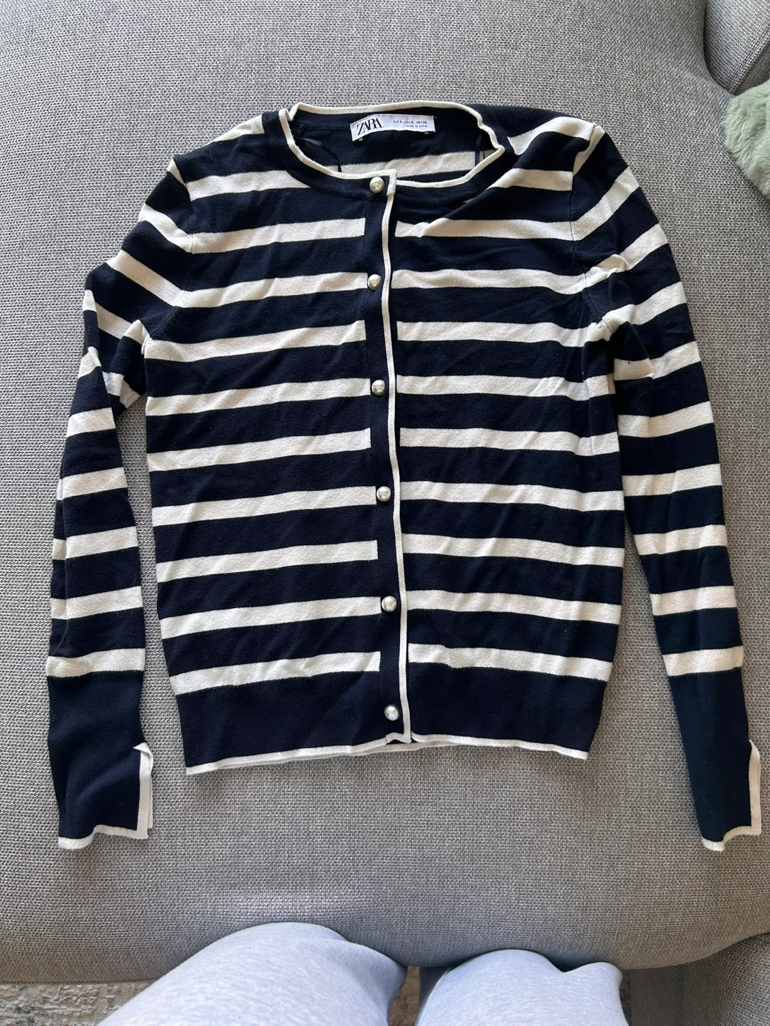 ZARA stripe knit cardigan top size small - photo 3