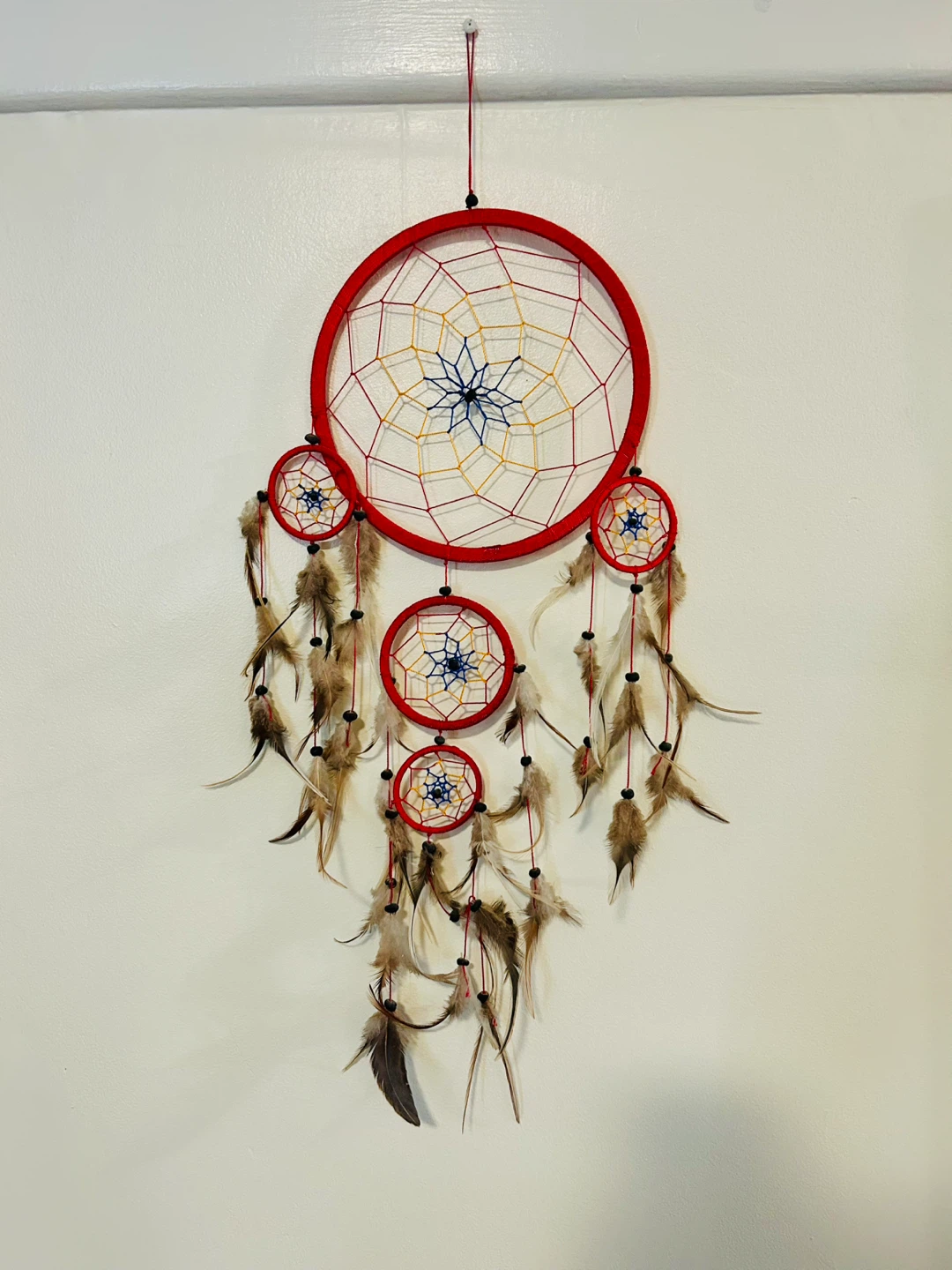 Large Red Dream Catcher with Feathers