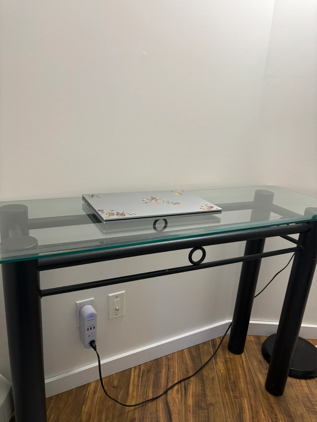 Glass top console table!