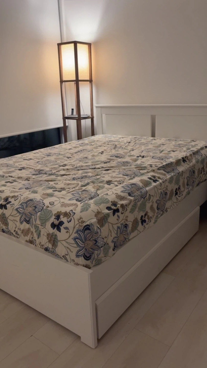 White Full Bed Frame with Storage Drawers and Mattress - photo 2