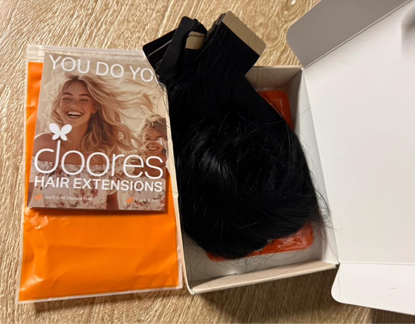 New!24in,DOORES I Tip Hair Extensions, Jet Black 50g