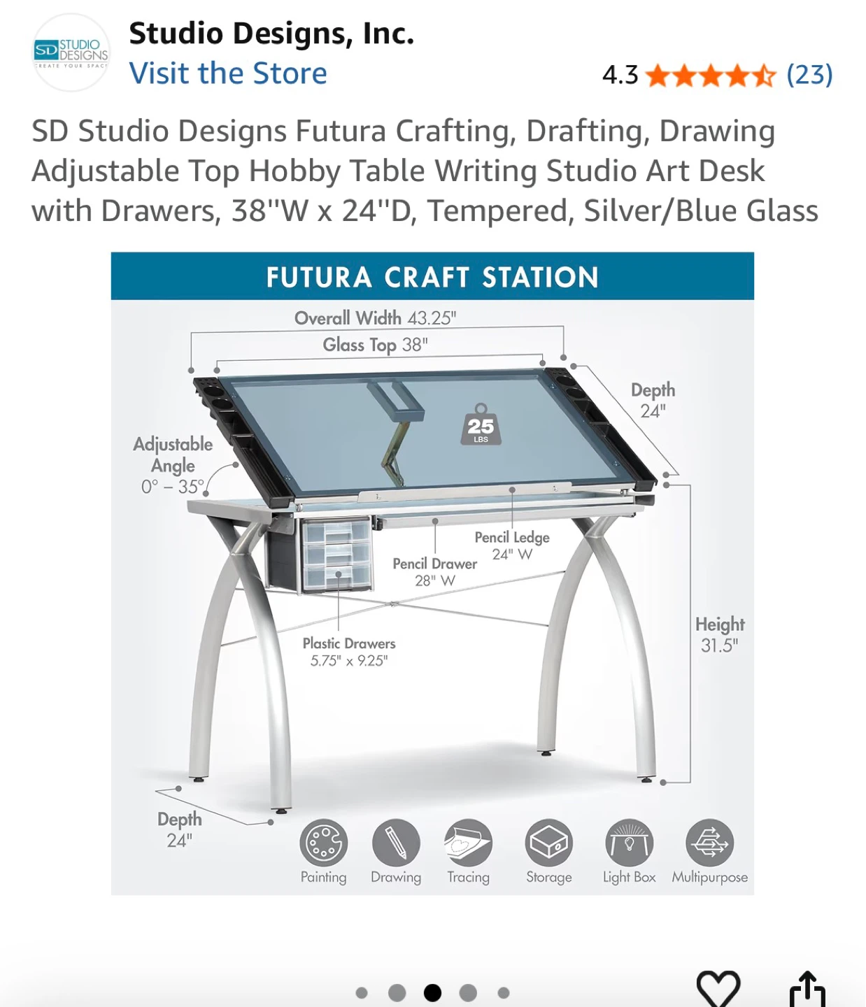 Studio Designs Futura Crafting Drafting Art Desk - photo 2