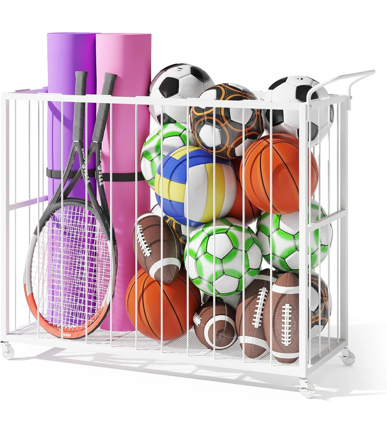 Sports Equipment Organizer Rolling Cart