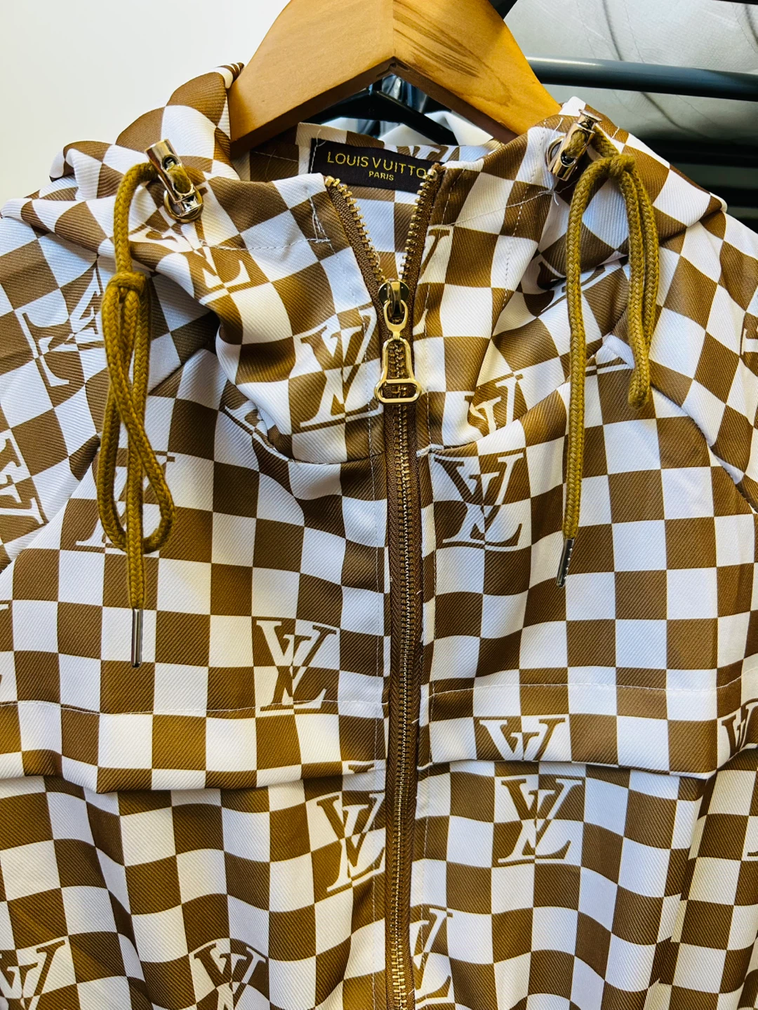 Fashion Checkerboard Hooded Jacket - photo 2