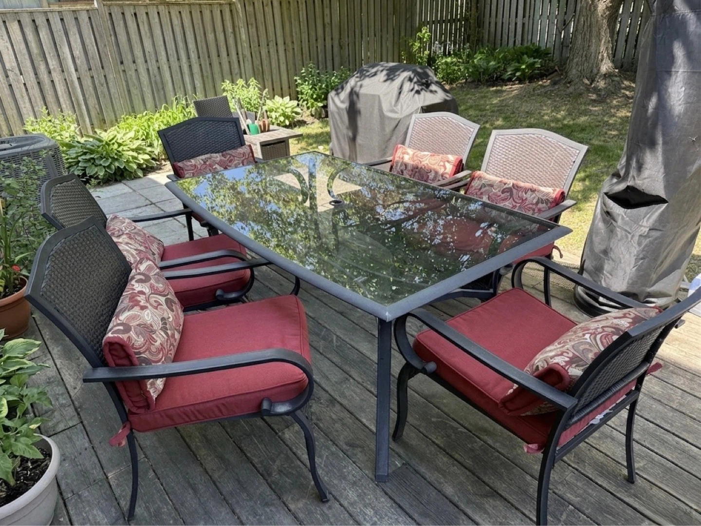 Glass Top Patio Dining Set with 6 Chairs - photo 2