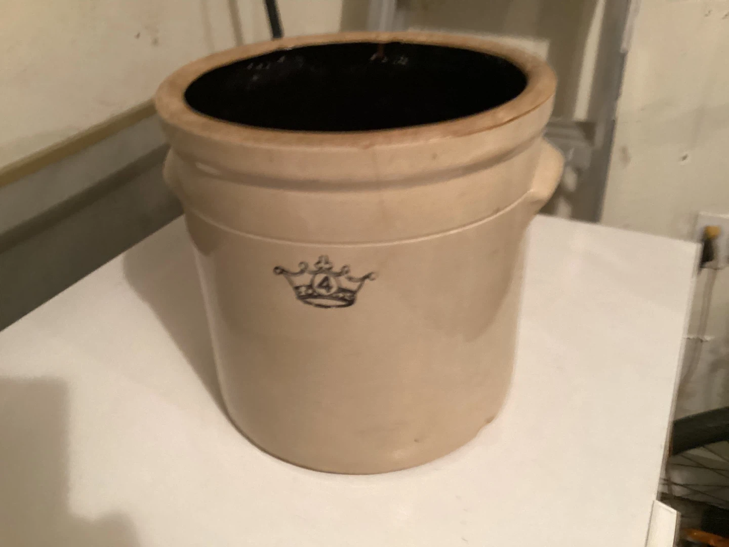 Vintage 4 Gallon Crock with Crown Stamp