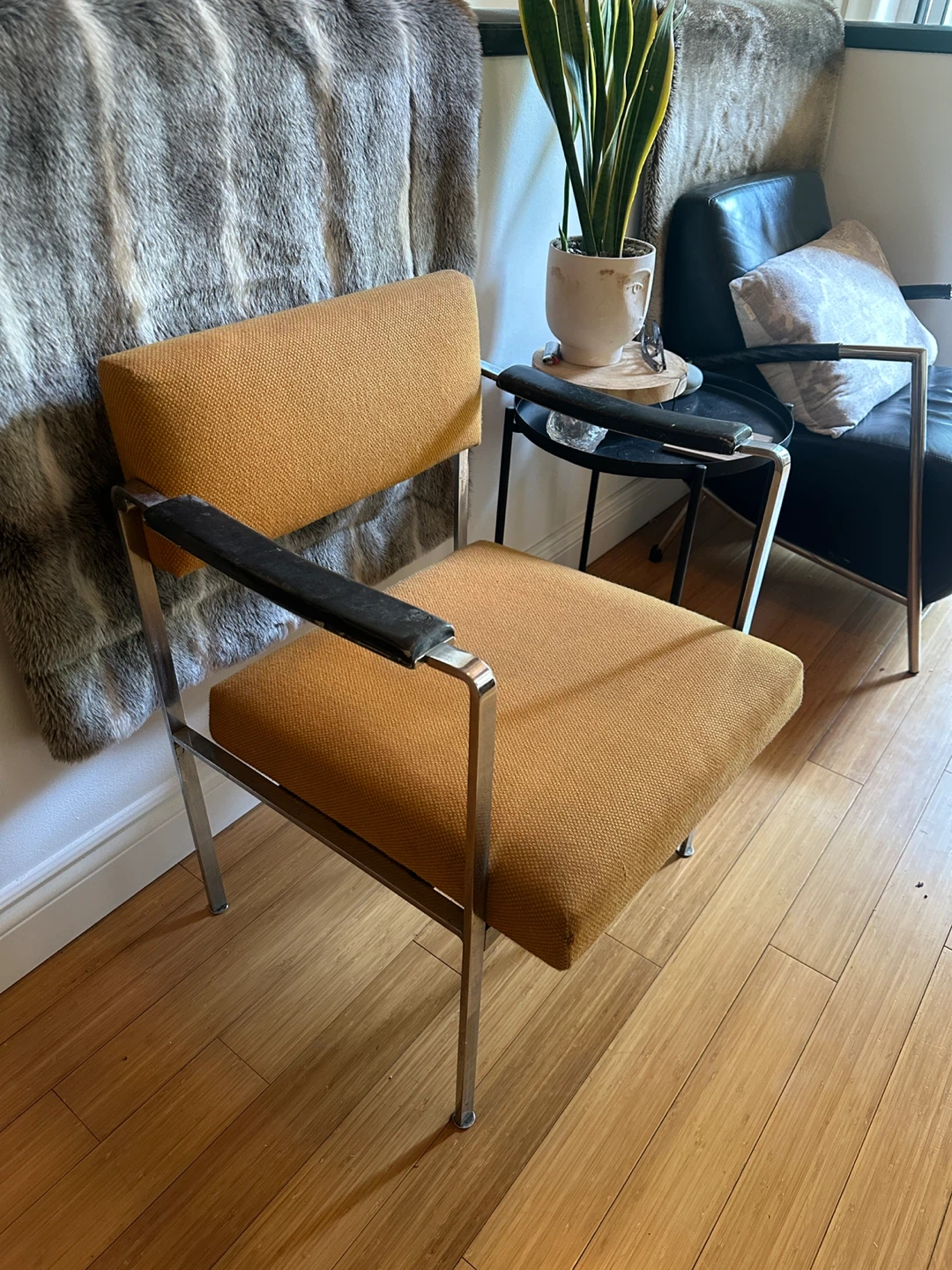 VINTAGE MCM CHROME TUBULAR LOUNGE CHAIR MID CENTURY MODERN