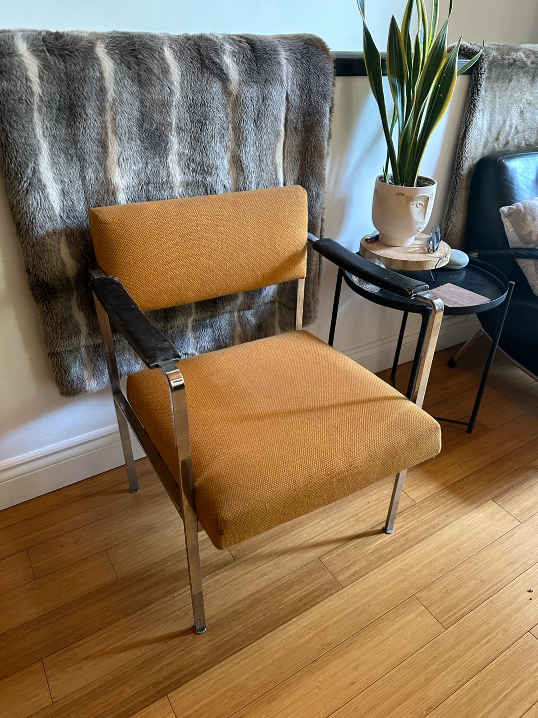 VINTAGE MCM CHROME TUBULAR LOUNGE CHAIR MID CENTURY MODERN - photo 3