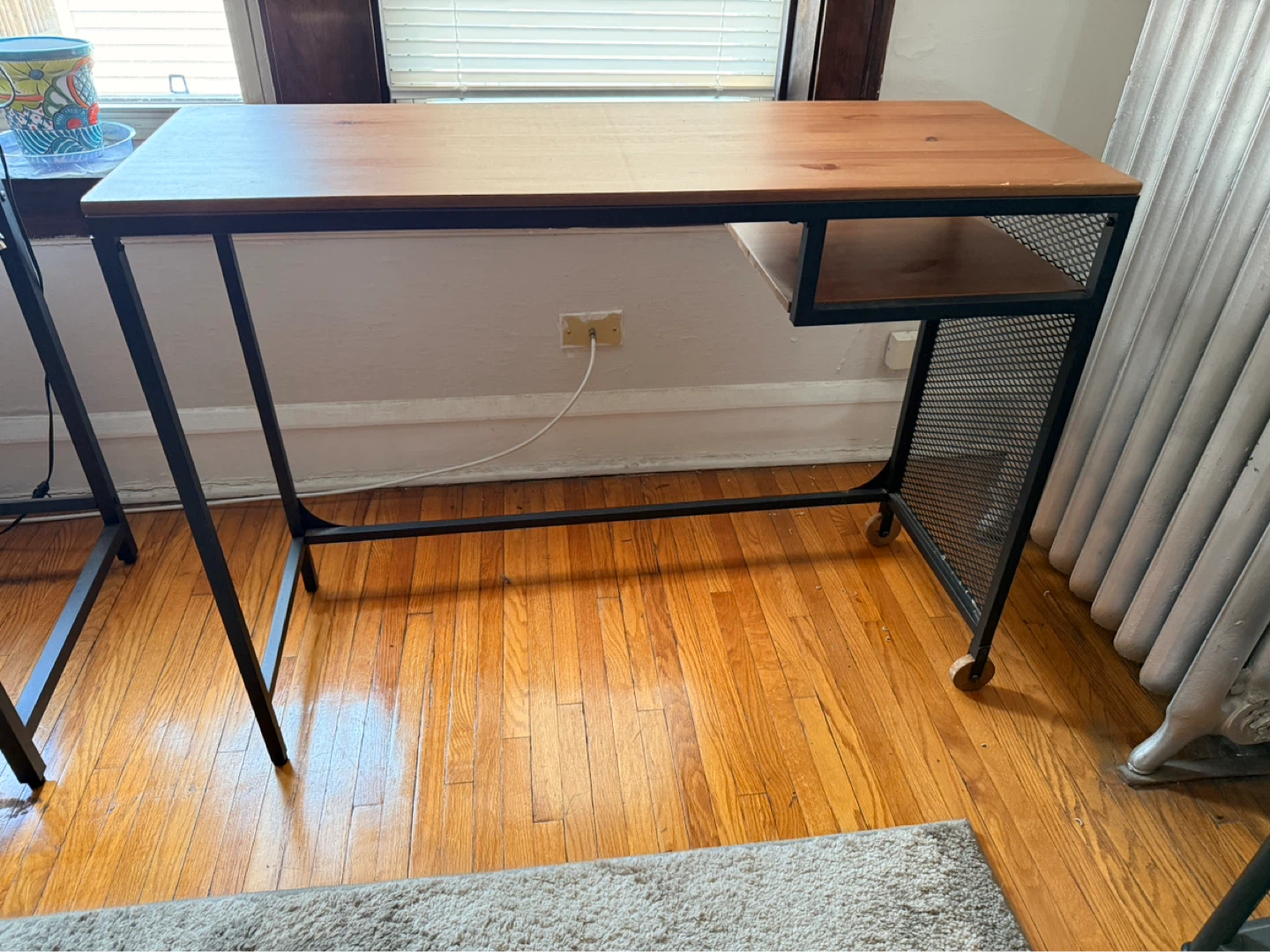 Wood Top Desk with Metal Frame