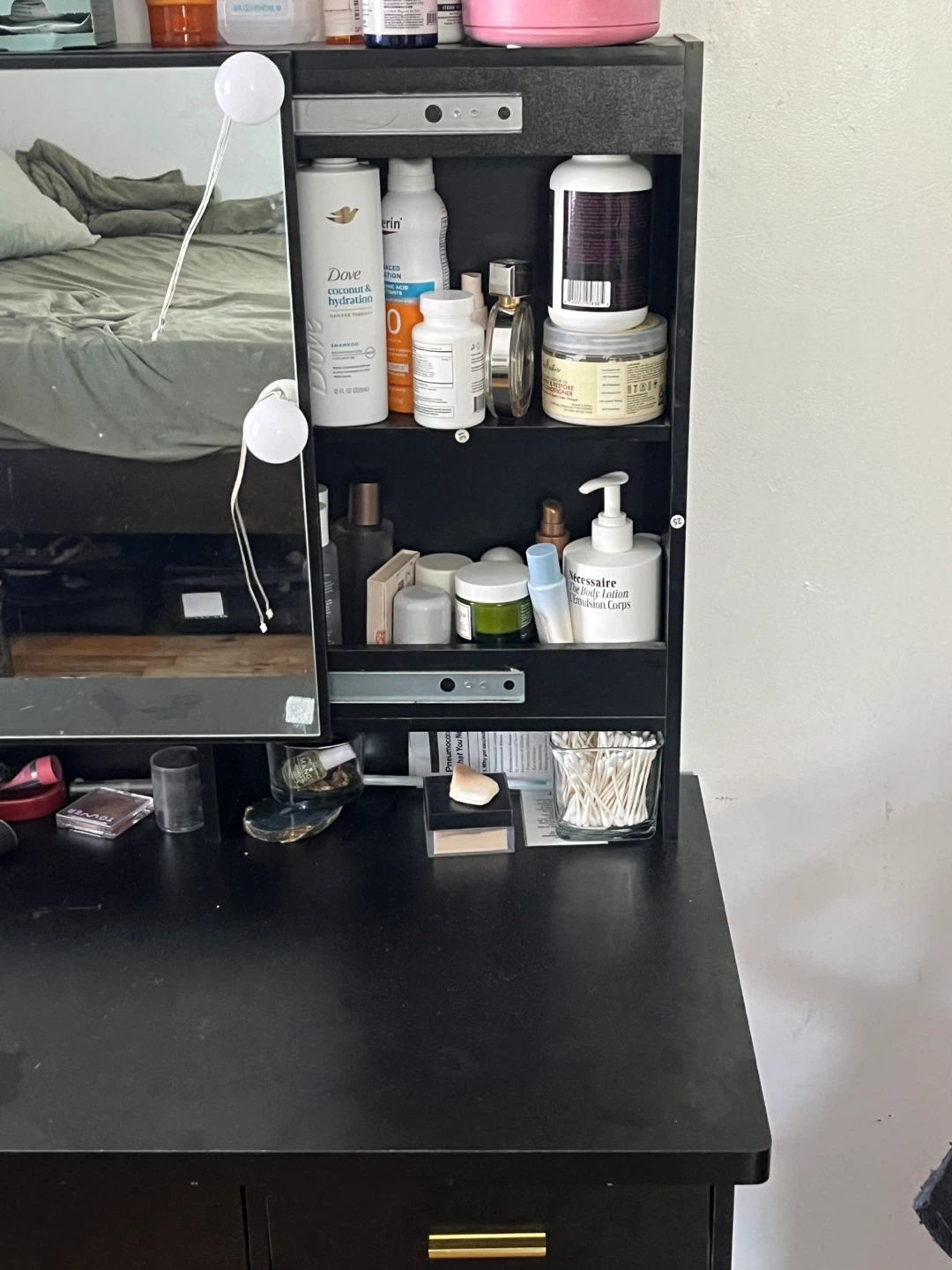 Black Vanity Desk with Lighted Mirror - photo 2