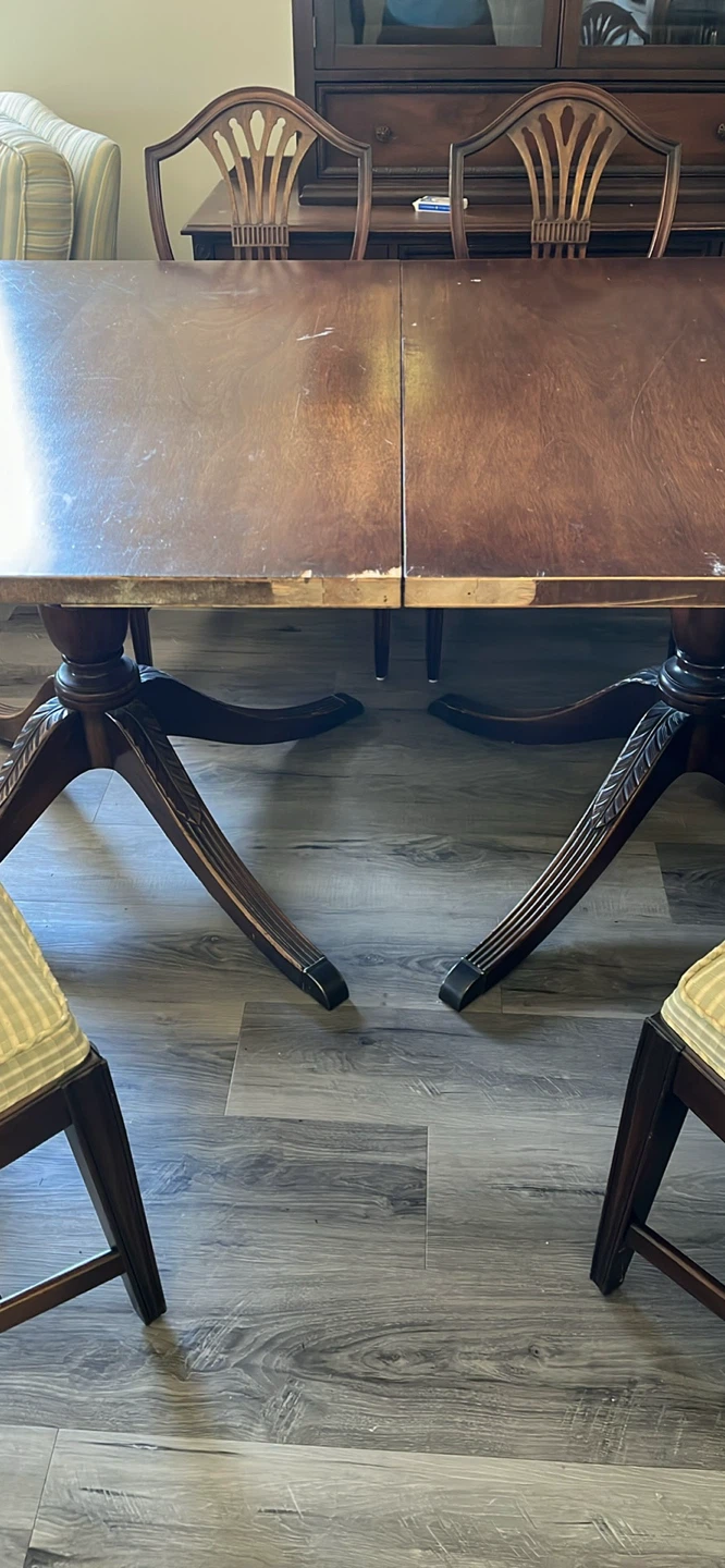Antique Walnut Dining Table with Chairs - photo 4