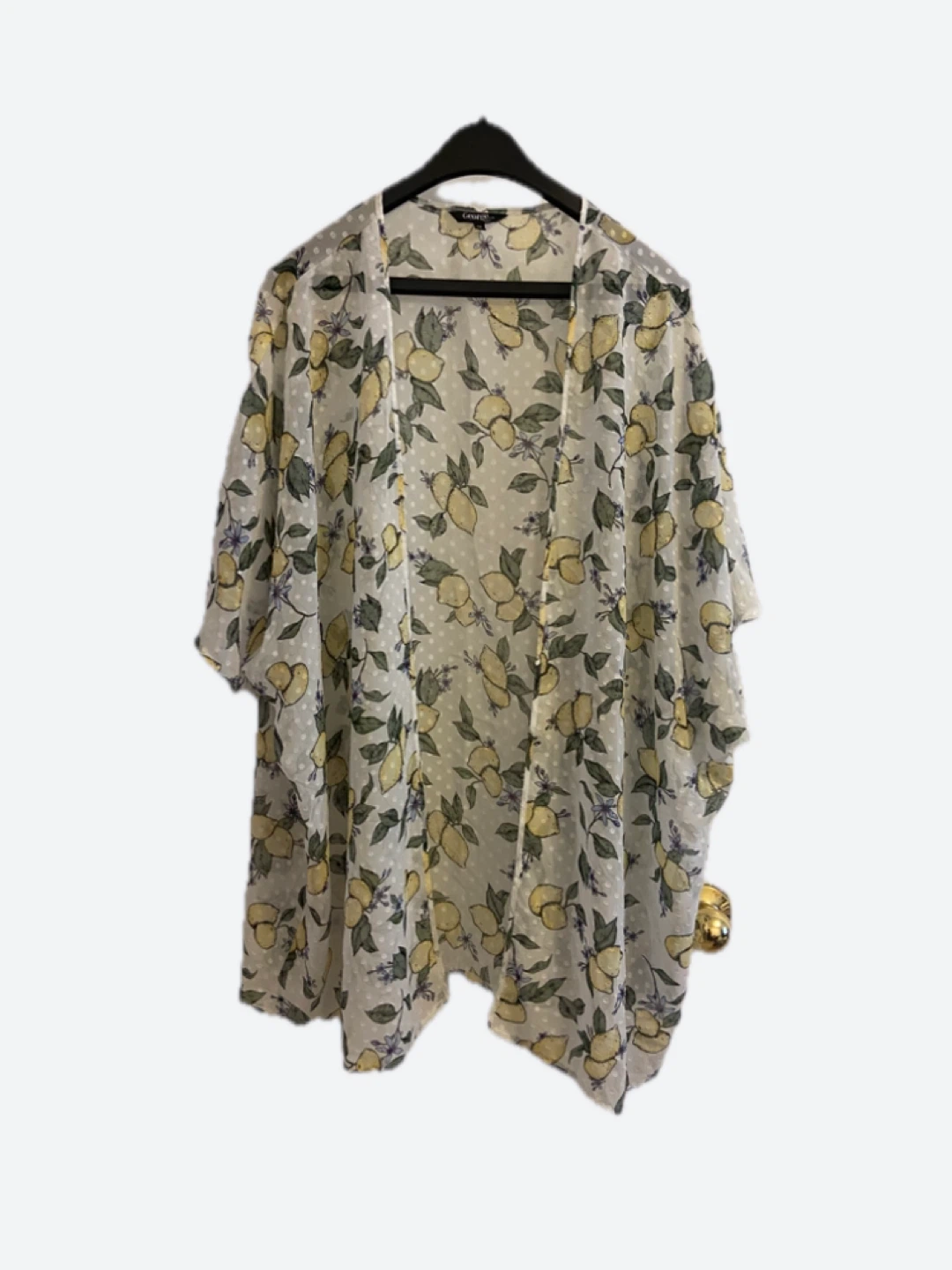 George Women's Lemon Print Kimono Cover-Up - Size 2X