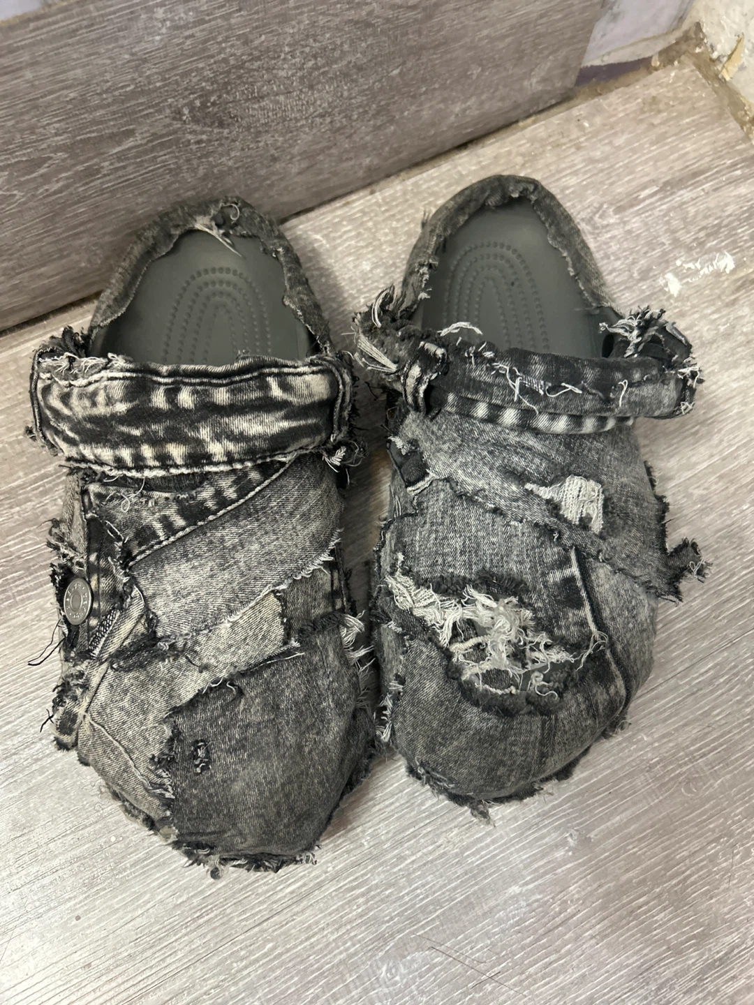 Custom made denim crocs size 10.5 - photo 2