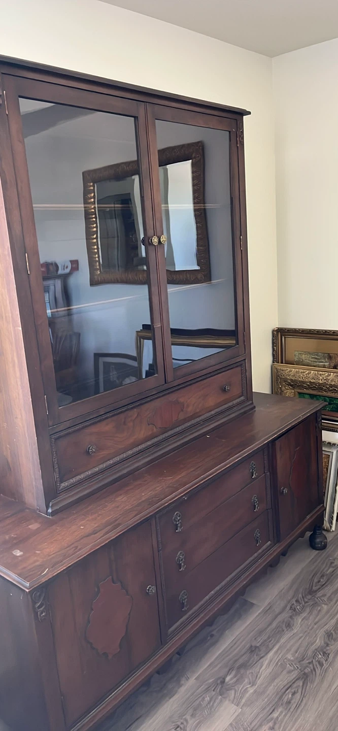 Vintage Walnut China Cabinet Buffet