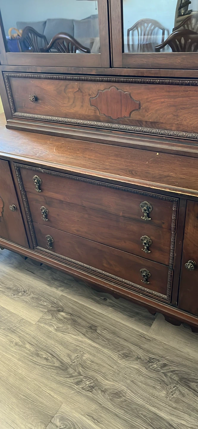 Vintage Walnut China Cabinet Buffet - photo 4