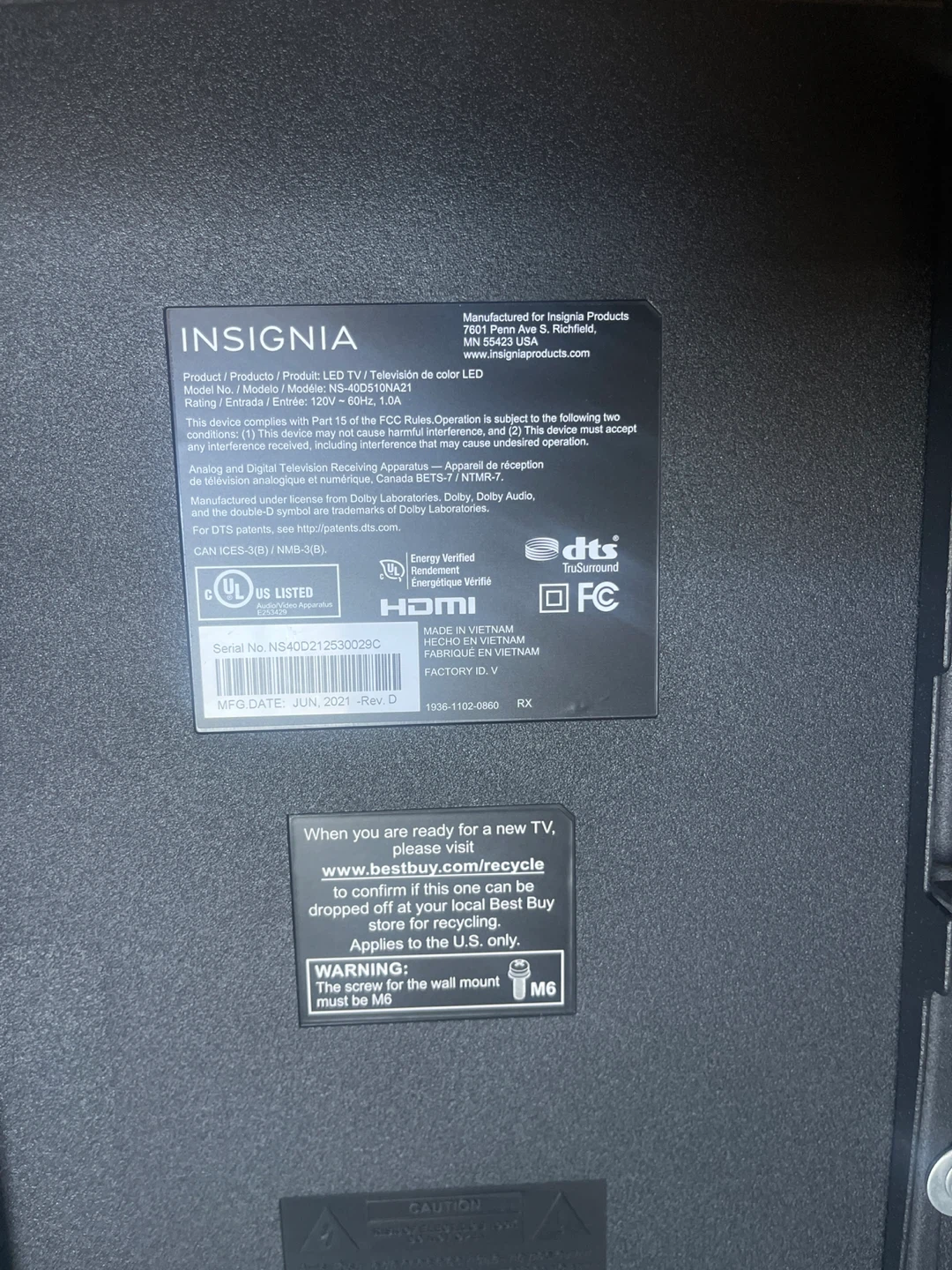 40 inch LED TV Insignia - photo 2