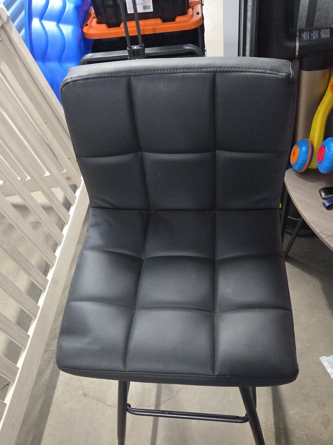 Black Faux Leather Bar Stool