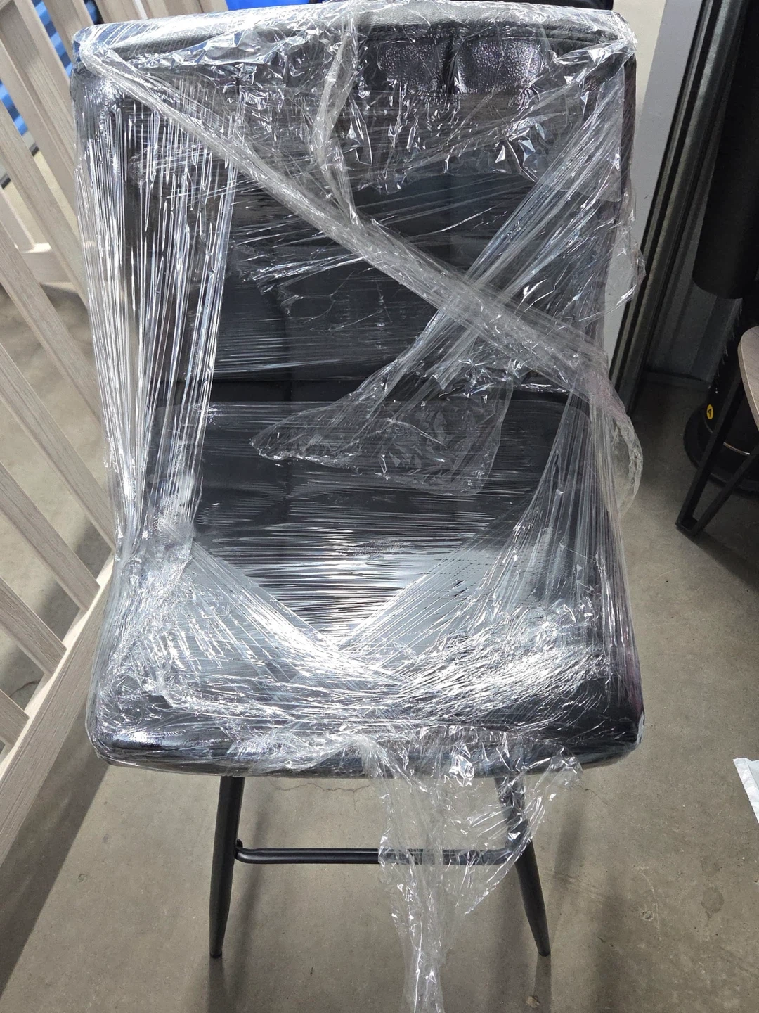 Black Faux Leather Bar Stool - photo 3