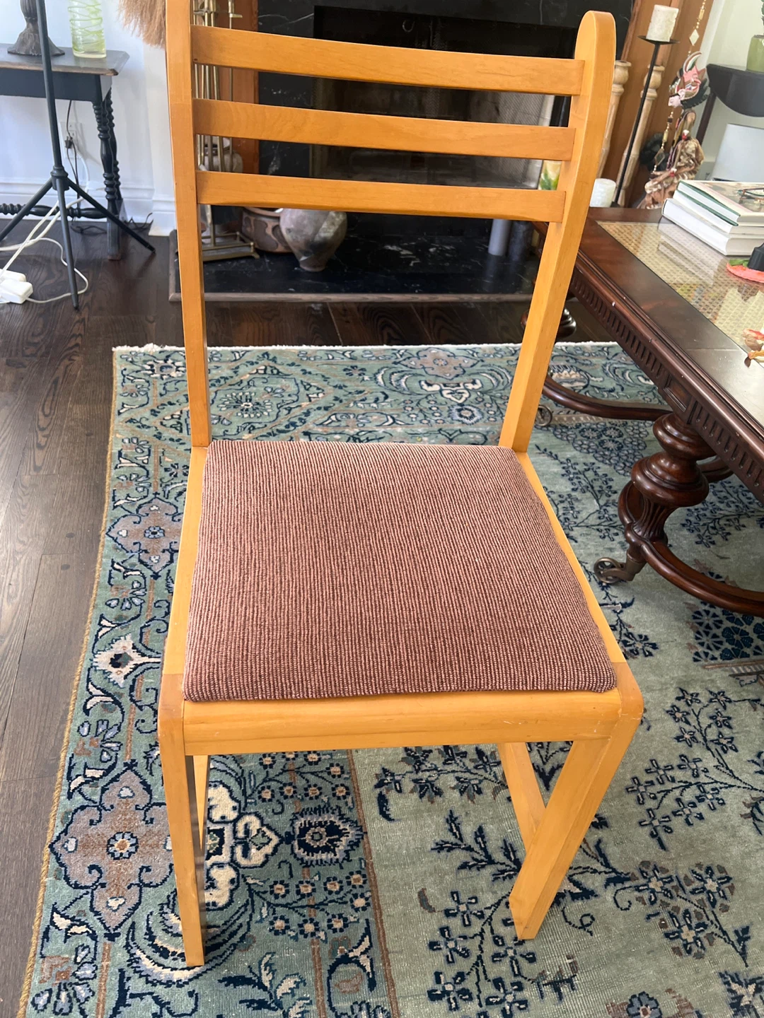 A pair of Wooden Dining Chairs with Padded Seat