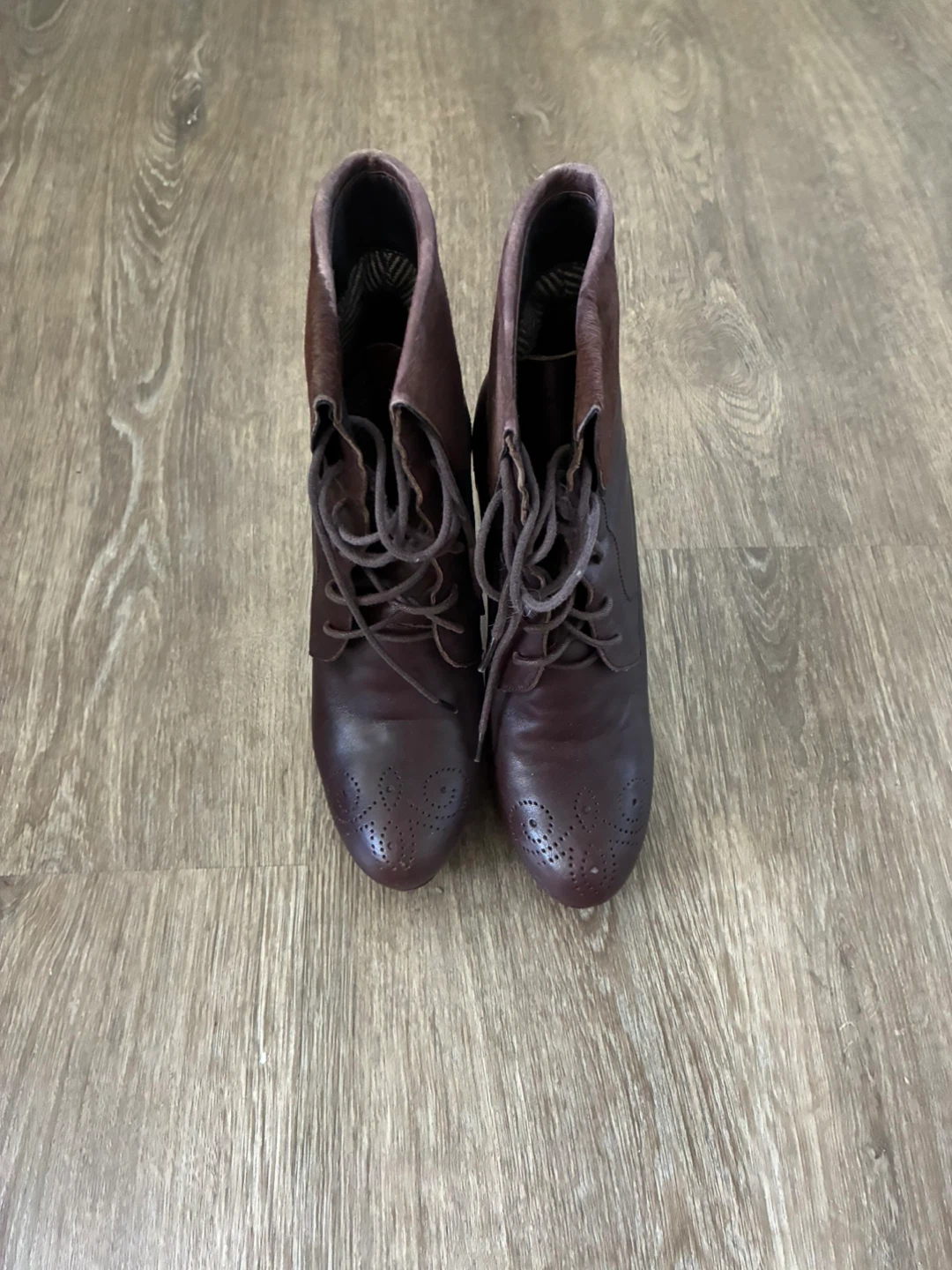 Brown-burgundy lace-up ankle boots size 37/7.5