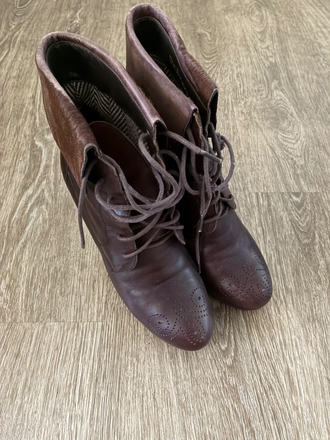 Brown-burgundy lace-up ankle boots size 37/7.5 - photo 5