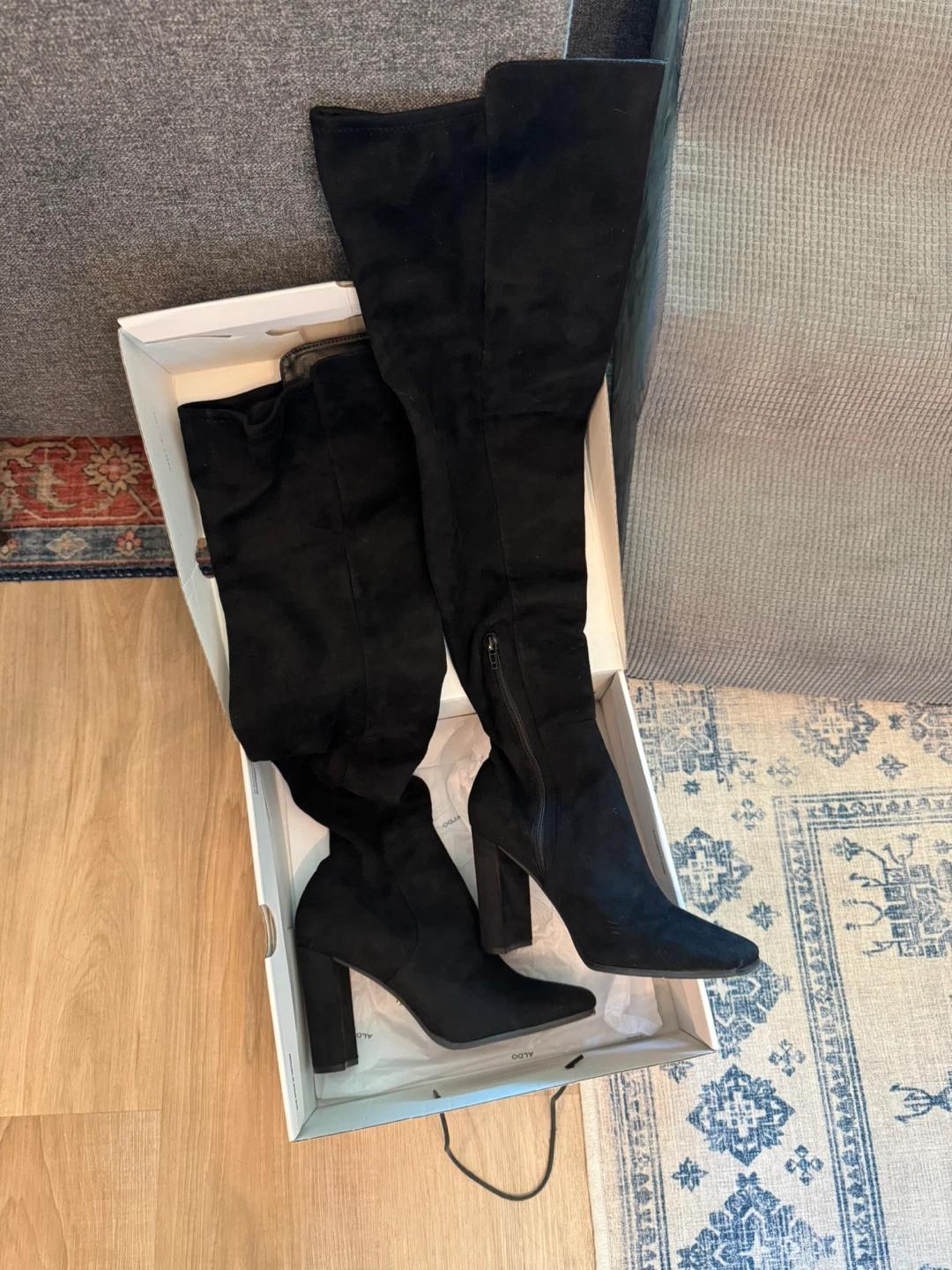 Black Suede Over-the-Knee Boots